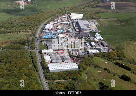 Luftaufnahme des Sowerby Woods Business Park, Industriegebiet in der Nähe von Lancaster, UK Stockfoto