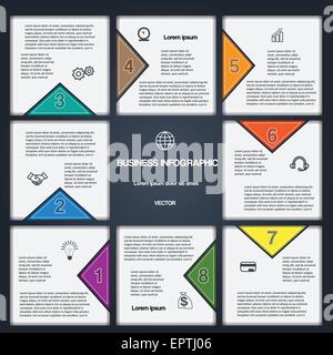 Vektor-Illustration mit 8 Optionen nummerierten Schablonen für Infografik, Diagramm, technologischen Prozesses, Business-Konzept Stock Vektor