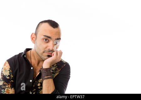 Modell im Studio isoliert auf weißem Hintergrund Stockfoto