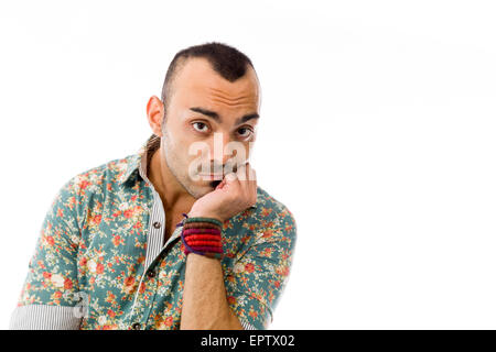 Modell im Studio isoliert auf weißem Hintergrund Stockfoto