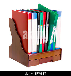 Office-Dokument-Ordner in einer Reihe isoliert auf weißem Hintergrund Stockfoto