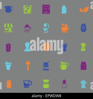 Kaffee und Tee Symbole Leuchtfarbe auf grauem Hintergrund, Lager Vektor Stock Vektor