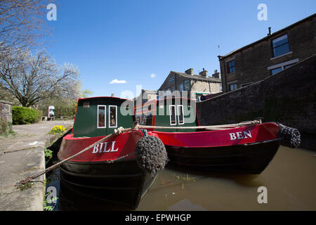 Stadt von Skipton, England. Malerischen Frühling Ansicht des Ortsverbandes Thanet der Leeds, Liverpool Canal. Stockfoto