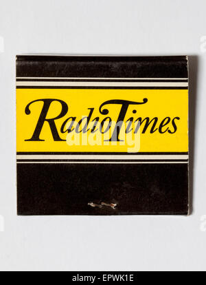 Vintage alte Matchbook Werbung im Radio Times - Rückansicht Stockfoto