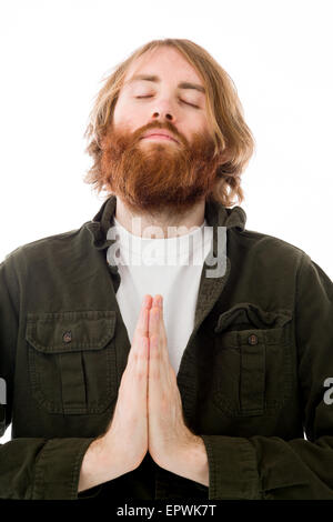 Modell im Studio isoliert auf weißem Hintergrund Stockfoto