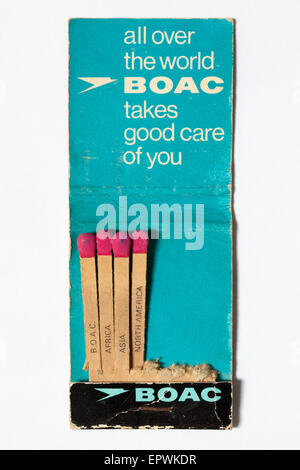 Vintage alte Matchbook Werbung BOAC Stockfoto