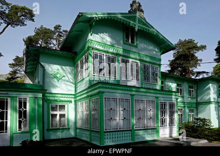 Eine alte Holz-, Jugendstil Villa am Meer in Jurmala eine lettische Resort Stadt am Golf von Riga an der Ostsee Küste, Republik Lettland Stockfoto