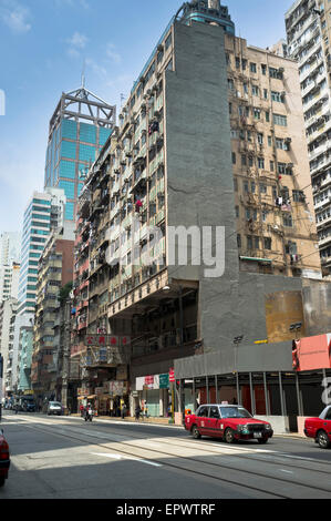 dh des Voeux Road West SHEUNG WAN HONGKONG Alt Wohnungen in Hongkong und neue Hochhäuser im Western District china-Stadt Stockfoto