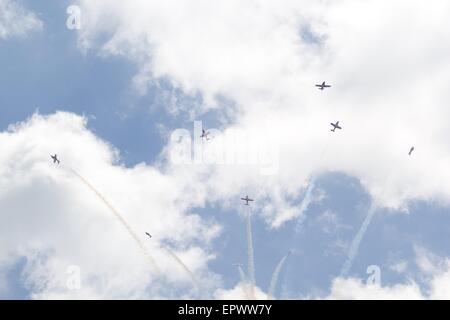 Geico Skytypers T-6 Aerobatic Team führt am Great New England Air Show, Westover Air Reserve Base, Chicopee, Massachusetts Stockfoto