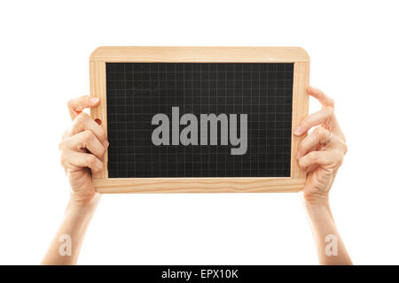 weibliche Hände halten eine Tafel-Tafel Stockfoto
