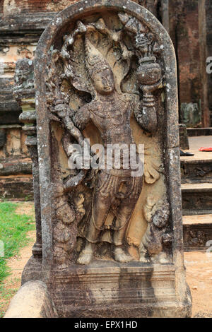 UNESCO-Weltkulturerbe, antiken Stadt Polonnaruwa, Sri Lanka, Asien, schnitzen Stein Figuren, Lankatilaka Gebäude, Stockfoto