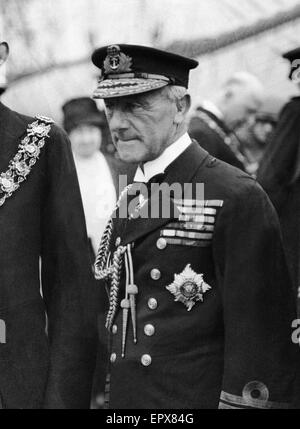 Admiral der Flotte John Rushworth Jellicoe, 1. Earl Jellicoe, GCB, OM, GCVO SGM war der britischen Royal Navy-Admiral, der Grand Fleet in der Skagerrakschlacht in World War I. hier gesehen bei einem bürgerlichen Empfang 13. Oktober 1931 befehligte, Stockfoto