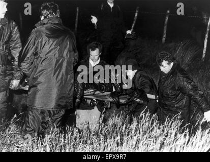 Reste von Pauline Reade, direkt am Saddleworth Moor, in der Nähe von Oldham, in den frühen Morgenstunden des 1. Juli 1987. Pauline Reade wurde entführt und getötet von Ian Brady und Myra Hindley auf 12. Juli 1963. Stockfoto
