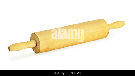 Hölzernen Nudelholz auf weißem Hintergrund Stockfoto