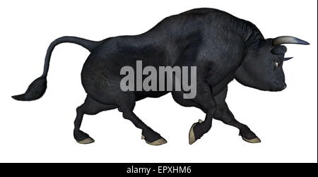 Bull Aufladung isoliert in weiss render Hintergrund-3D Stockfoto