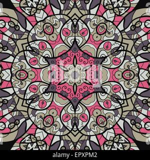 Nahtlose rosa und braune Mandala Ornament. Vorlage für Menü, Grußkarte, Einladung oder Abdeckung Stock Vektor