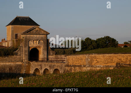 Stadtmauer und Porte des Campani bei Saint-Martin-de-Ré, Charente-Maritime, Frankreich. Stockfoto