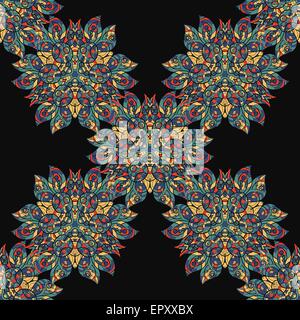 Ethnische nahtlose Blumenmuster. Abstrakte ornamentalen Hintergrund Vintage Textur Vektor. Stoff-Abbildung. Stock Vektor