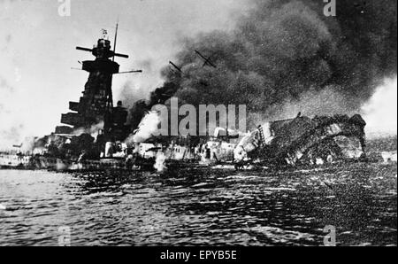 Bild von Kriegsschiff während der Schlacht des Falklands naval Engagements in der Nähe von The Falkland-Inseln in 1914 (British Overseas Territory). Stockfoto