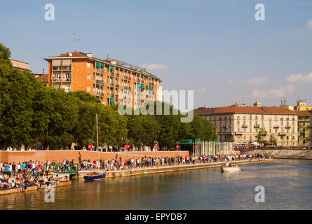 Regenerierte Navigli Kanal Weg in Mailand Italien Stockfoto