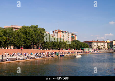 Regenerierte Navigli Kanal Weg in Mailand Italien Stockfoto