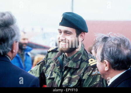 Prinz Andrew Besuche, die Falkland-Inseln (British Overseas Territory), in der Süd-Atlantic.picture 1986 getroffen Stockfoto