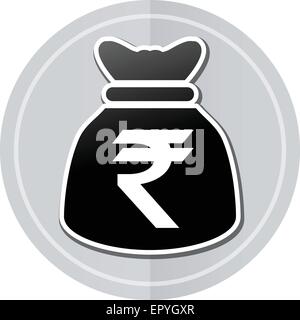 Abbildung von Rupien Tasche Aufkleber Symbol schlichtes design Stock Vektor