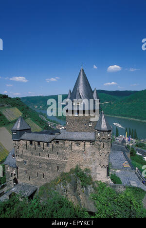 DEU, Deutschland, Burg Stahleck in Bacharach am Rhein.  DEU, Deutschland, Burg Stahleck Bei Bacharach am Rhein. Stockfoto