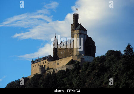 DEU, Deutschland, das Schloss Marksburg in Braubach am Rhein.  DEU, Deutschland, Die Marksburg in Braubach am Rhein. Stockfoto