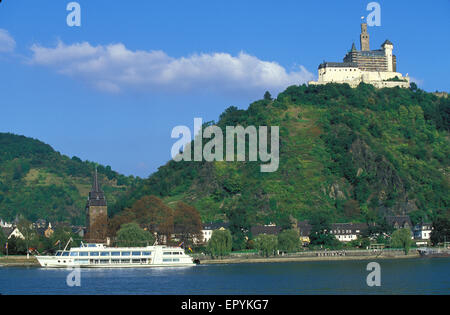 DEU, Deutschland, das Schloss Marksburg in Braubach am Rhein.  DEU, Deutschland, Die Marksburg in Braubach am Rhein. Stockfoto