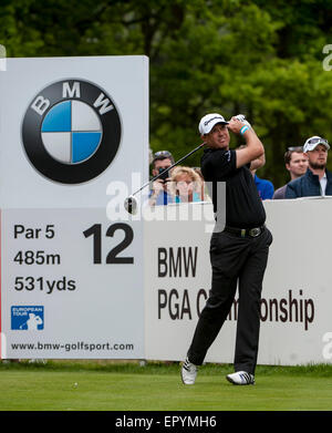 Wentworth, UK. 23. Mai 2015. BMW PGA Golf Championship. Runde 3. Graeme Storm [ENG] 12. Abschlag bei der Endrunde der 2015 BMW PGA Championship von The West Course Wentworth Golf Club Credit: Action Plus Sport/Alamy Live News Stockfoto