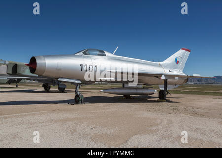 Eine Mig21 Fishbed Kämpfer der Tschechischen Luftwaffe Stockfoto