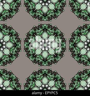 Grüne Mandalas nahtlose Tapete. Indische ornamentalen Hintergrund wallpaper Stock Vektor