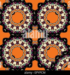 Vintage ethnischen Musterdesign. Indische Ornament. Stilisierte kaleidoskopischen Blumenmuster Mandala. Stock Vektor