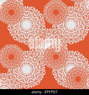 Handgezeichnete nahtlose Ornament in der Farbe orange. Endlose orientalischen Hintergrund Stock Vektor