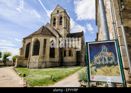 Die Kirche von Auvers-Sur-Oise, Auvers Sur Oise, das Dorf für die letzten 70 Tage seines Lebens Vincent Van Gogh lebte Stockfoto