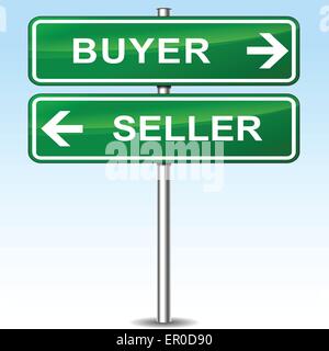 Abbildung von Käufer und Verkäufer grüne Zeichen Stock Vektor