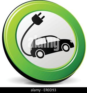 Illustration der grünen Elektroauto Symbol auf weißem Hintergrund Stock Vektor