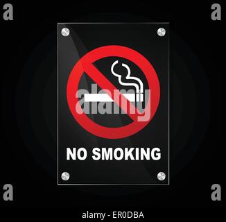 Außenillustration kein Rauchen Zeichen auf schwarzem Hintergrund Stock Vektor