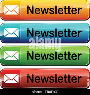Darstellung der verschiedenen Farben set Newsletter Web-buttons Stock Vektor