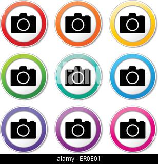 Illustration des Kamera-Icons, die verschiedene Farben einstellen Stock Vektor