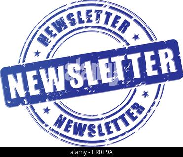 Illustration des blauen Newsletter Stempel auf weißem Hintergrund Stock Vektor