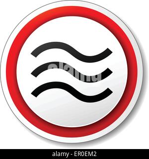 Illustration der Runde weiße und rote Symbol für Hochwasser Stock Vektor