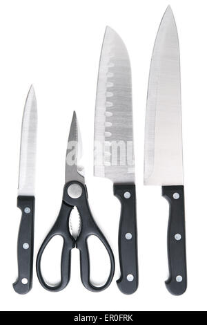 Satz von Stahl Küchenmesser Stockfoto