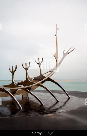 Das Wahrzeichen Sun Voyager in Reykjavik, Island Stockfoto