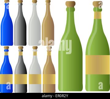 Satz von Wein oder Champagner Flaschen Stock Vektor