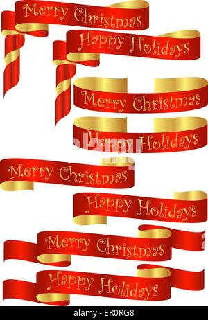 Satz von rot Weihnachtsurlaub Banner mit goldenen Akzenten Stock Vektor