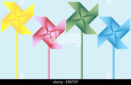 Satz von 4 Origami Windräder Stock Vektor
