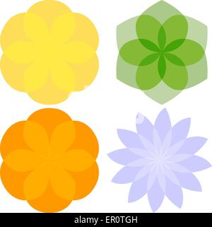 Satz von 4 abstrakte Blumen Stock Vektor