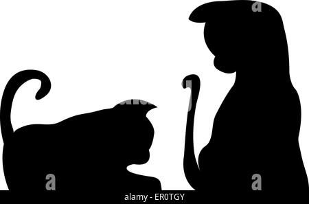 Paar von Cat-Silhouetten Stock Vektor